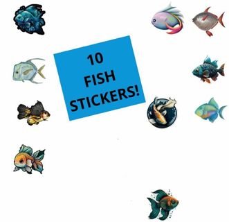 ⭐NEW⭐(10) 1" FISH stickers