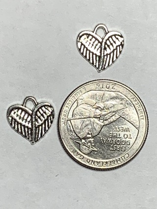 HEART CHARMS~#5~SILVER~SET OF 2 CHARMS~FREE SHIPPING!