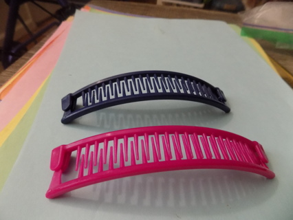 blue and  pink banana hair combs