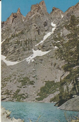 Vintage Unused Postcard: a: Spires of Flattop & Emerald Lake, CO