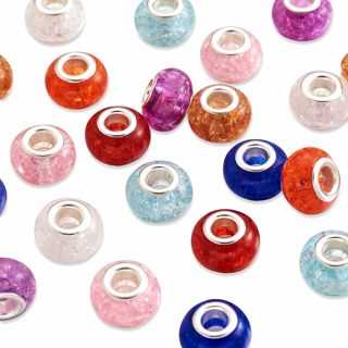 10pc Crystal Crackle European Large Hole Beads #1 (PLEASE READ DESCRIPTION)