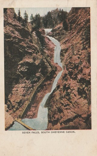 Vintage Used Postcard: 1908 Seven Falls, South Cheyenne Canon, CO