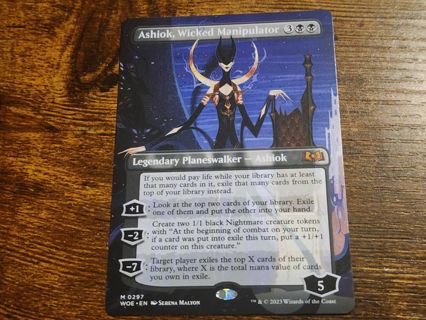 Magic the gathering mtg Ashiok Wicked Manipulator Mythic Rare card Borderless Wilds of Eldraine