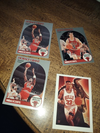 Four card lot Chicago bulls basketball all veterans Scottie pippen and company 