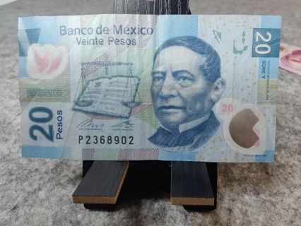 20 Veinte Pesos Banco de Mexico Circulated Polymer Banknote currency