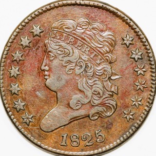 1825 Half Cent, Used, Classic Head, Very little Wear, Insured, Refundable,  Ships FREE