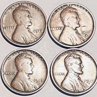 4 Harder to Find 19-Teens Lincoln Pennies 