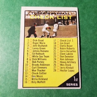 1961 - TOPPS BASEBALL CARD NO. 17 - 1ST SERIES CHECK LIST