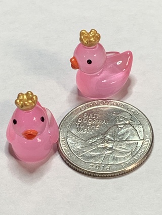 CROWN DUCKS~#23~DARK PINK~SET OF 2 DUCKS~GLOW IN THE DARK~FREE SHIPPING!