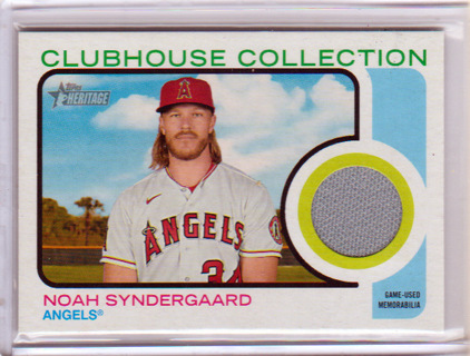 Noah Syndergaard, 2022 Topps Clubhouse Collection RELIC Card #CCR-;NS, Califoria Anges, (L3)
