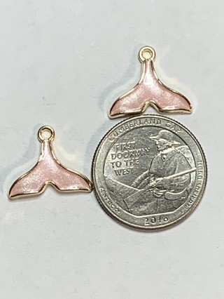 WHALE TAIL CHARMS~#8~PINK~SET OF 2 CHARMS~FREE SHIPPING!