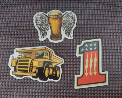 3 New hard hat, toolbox laptop stickers for Xbox, PS4 Hard hat tool box Beer Angel, Truck Flag 1