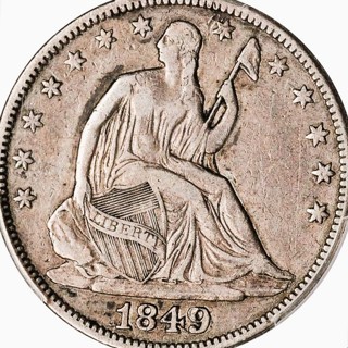 1849  P   Half Dollar, Seated Liberty, coin in Superior shape, Sharp, Refundable, Insured.