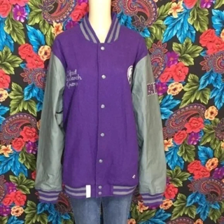 L-R-G Lifted Research Group Letterman Jacket Lion 2XL Purple Grey Varsity Coat