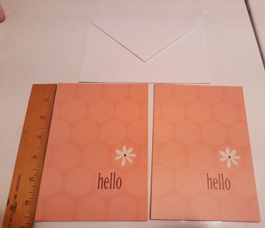 2 "Hello" NoteCards with Envelopes