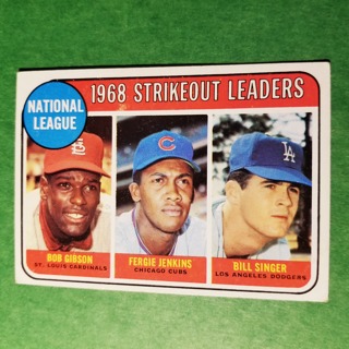 1969 - TOPPS EXMT - NRMT BASEBALL - CARD NO. 12 - N.L. 1968 STRIKEOUT LEADERS - GIBSON, JENKINS