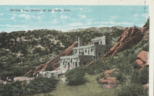Vintage Unused Postcard: Pre Linen: Hidden Inn, Garden of the Gods, CO