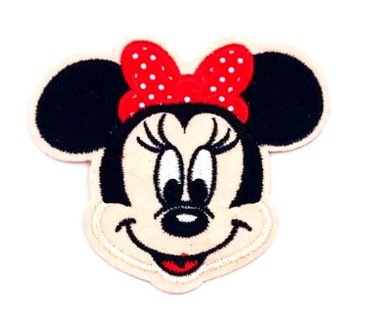 (1) NEW MINNIE MOUSE HEAD PATCH IRON ON PATCH EMBROIDERED ADHESIVE ACCESSORIES