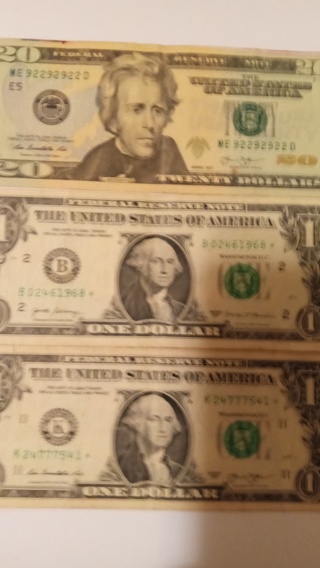 $20 binary note plus bonus $1 star notes 