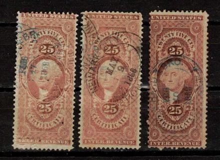 US 25c Revenue Stamps from 1800s