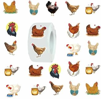 ↗️⭕(10) 1" ROOSTER/HEN STICKERS!! (SET 2 of 3)