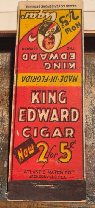 Vintage 1930’s King Edward Cigar Matchbook Cover