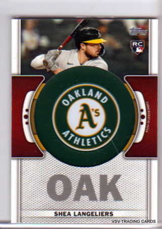 Shea Langeliers, 2023 Topps Commemorative Team Logo ROOKIE Card #TLP-SHL, Oakland Athletics, (LBA)