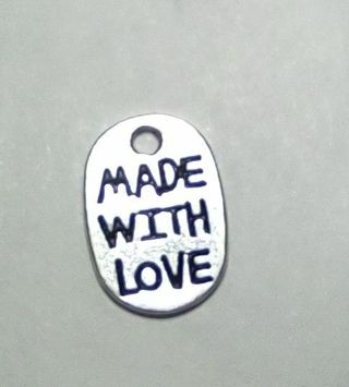 Made with love small silver tone charm