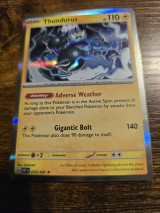 Pokemon Thundurus holo rare card 070/197