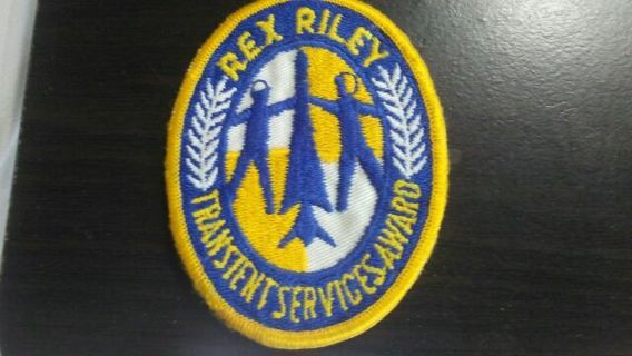 REX RILEY - TRANSIENT SERVICES AIR FORCE AWARD PATCH. OVAL MEDIUM SIZE