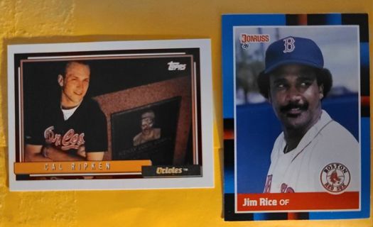 2 mlb hall of famers Jim Rice and Cal Ripken Jr.