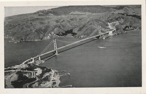 Vintage Unused Postcard: b&w: Golden Gate Bridge, San Francisco, CA