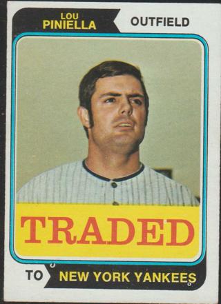 1974 Topps Traded Baseball #390T Lou Piniella Yankees