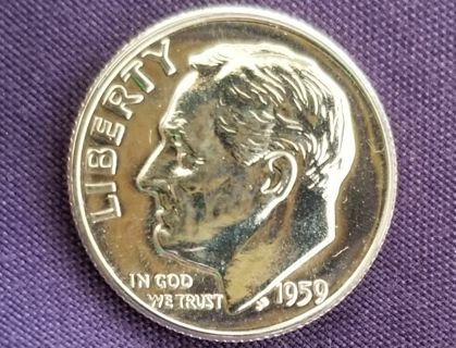 1959☆PROOF☆'GEM' Brilliant Uncirculated Roosevelt dime~ 90% silver US coin