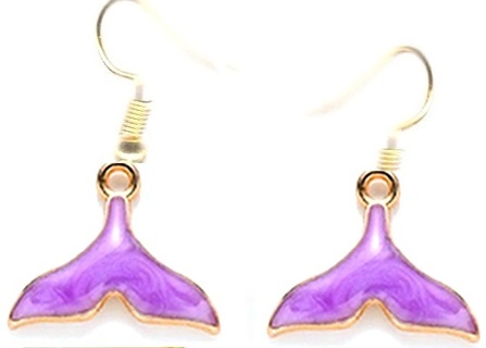 GP ENAMEL PURPLE FISH TAIL EARRINGS (PLEASE READ DESCRIPTION