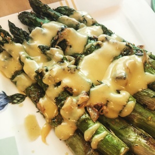 asparagus with hollandaise recipe card