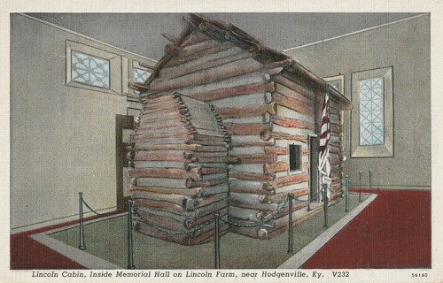 Vintage Unused Postcard: gin: Lincoln Cabin