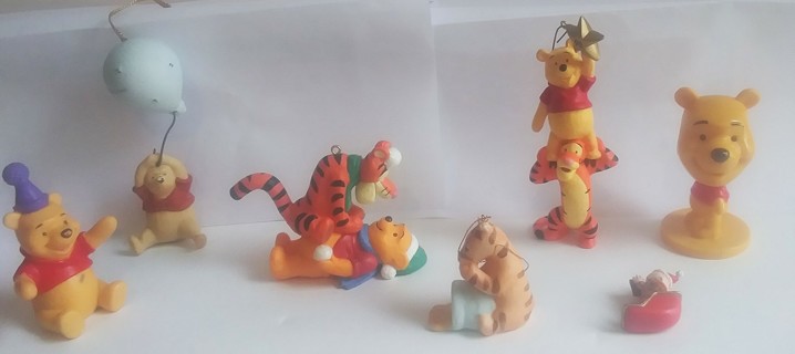 Vintage Disney Winnie the Pooh Christmas Ornaments / Figures / Bobblehead