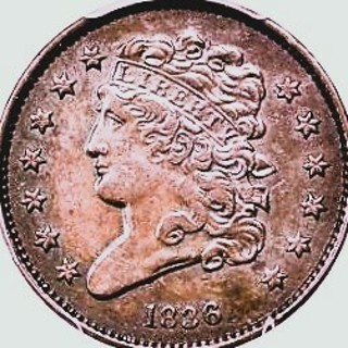 1836 Half Cent, Used, Little Wear,  Classic Head, Insured, Refundable,  Ships FREE