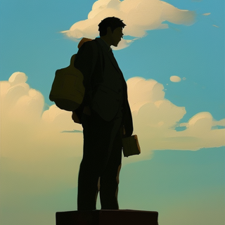 Listia Digital Collectible: Silhouette of man with blue cloudy sky as back drop