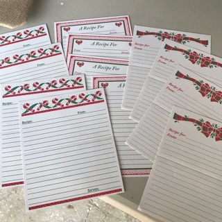 REDUCED 12 Double-Sized Recipe Cards , Free Mailing