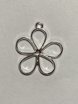 OPEN BEZEL FLOWER CHARM~#6~WHITE/BRIGHT SILVER~1 CHARM ONLY~FREE SHIPPING!