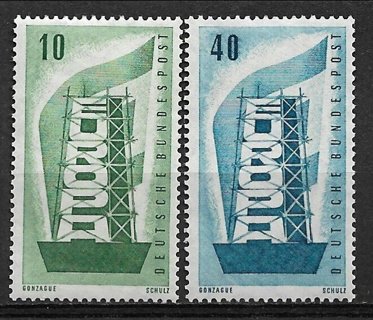 1956 Germany Sc748-9 1st Europa issue C/S of 2 MH