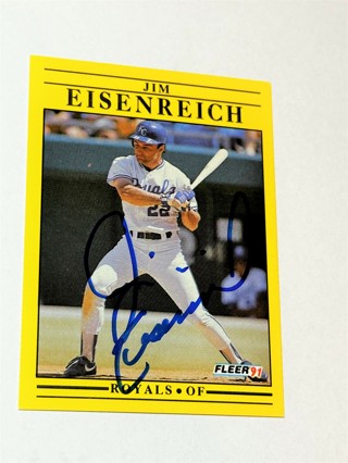 Autographed 1991 Fleer Baseball Card Jim Eisenreich Kansas City Royals #557