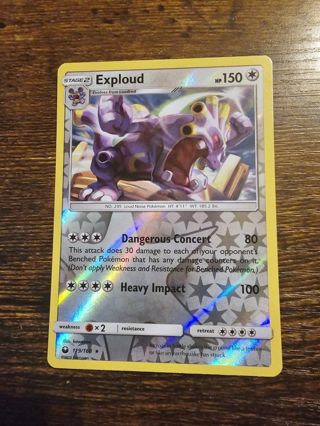 Pokemon Exploud reverse holo rare card 119/168