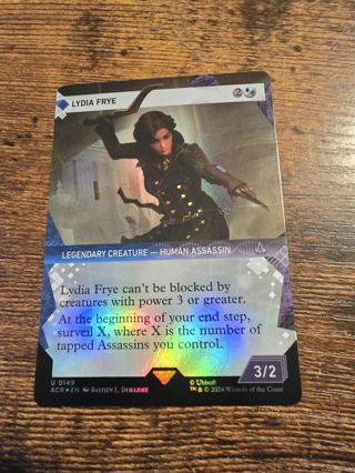 Magic the gathering mtg Lydia Frye borderless foil card Assassins Creed