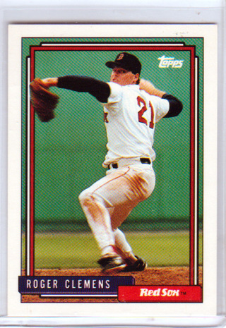 Roger Clemens, 1992 Topps Card #50,Boston Red Sox, Not a Hall of Famer.(L3
