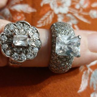 TWO sterling silver rings vintage, sz 7-7.5