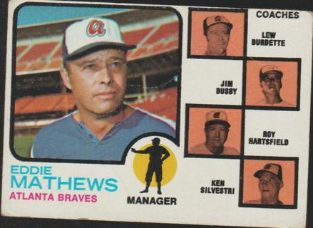 1973 Topps Baseball Eddie Matthews #237 Atlanta Braves