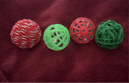Brand New: Four Colorful Cat Toy Balls With Bells Jingling Inside